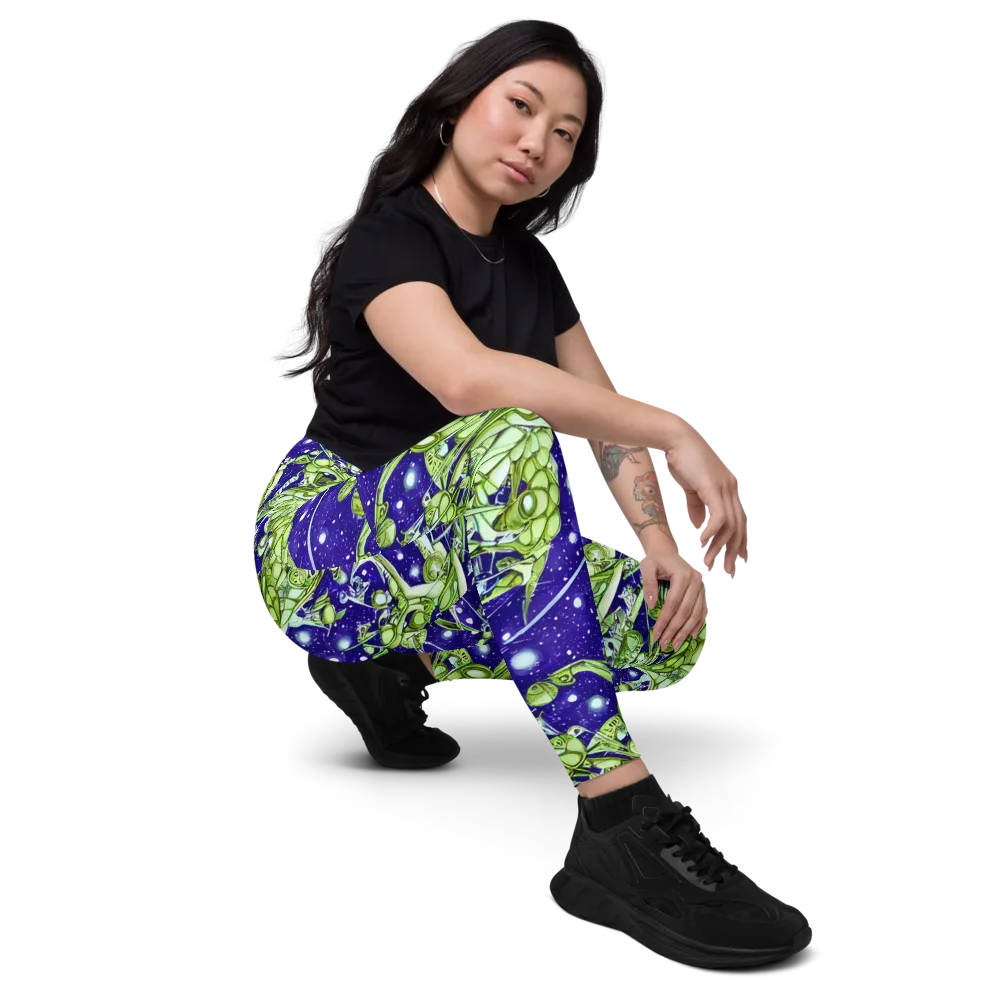 Galactic Greenery on Leggings with Pockets — Right Front