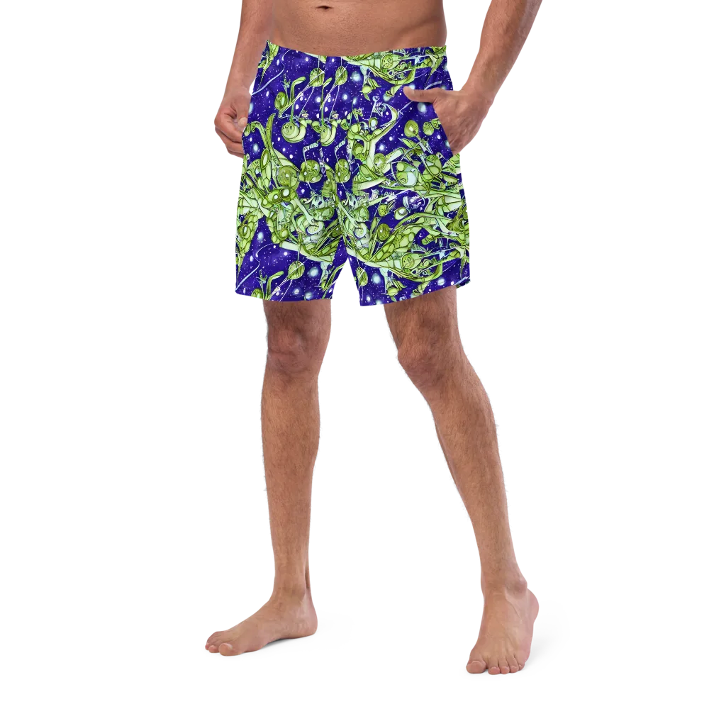 Galactic Greenery on Swim Trunks — Left Front