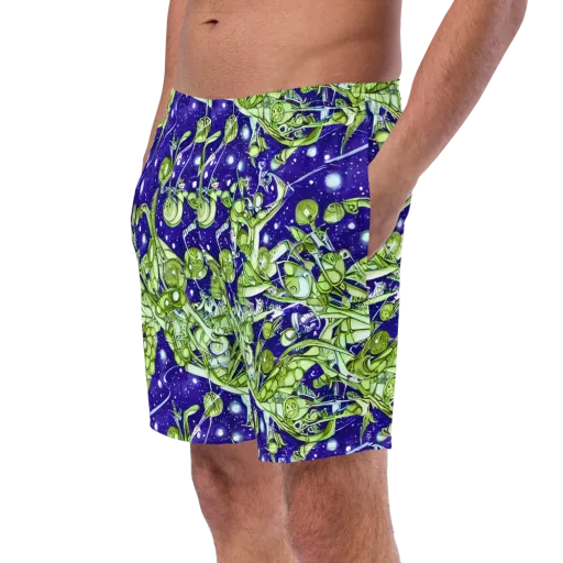 Galactic Greenery on a Swim Trunks