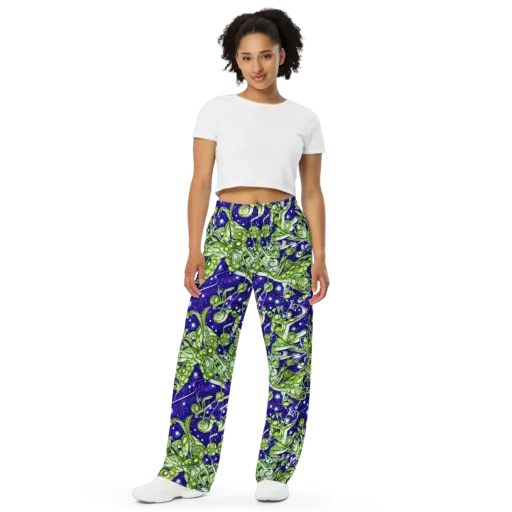Galactic Greenery on a Wide-Leg Pants