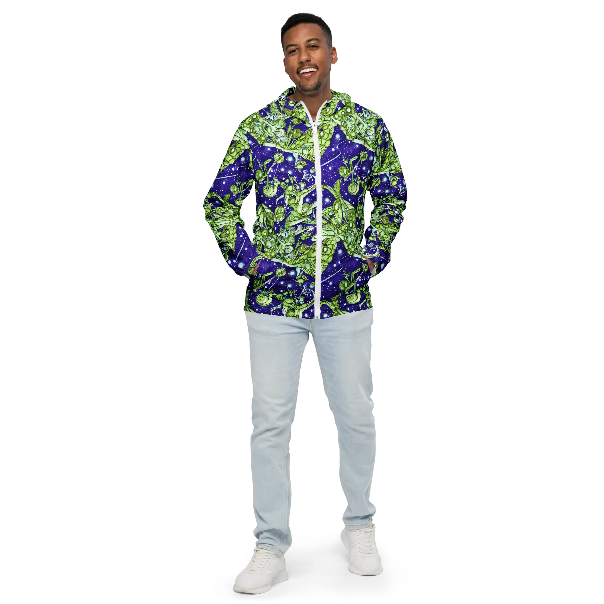 Galactic Greenery on Men's Windbreaker — Front