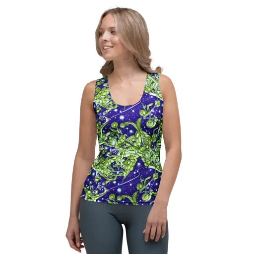Galactic Greenery on a Women's Tank Top