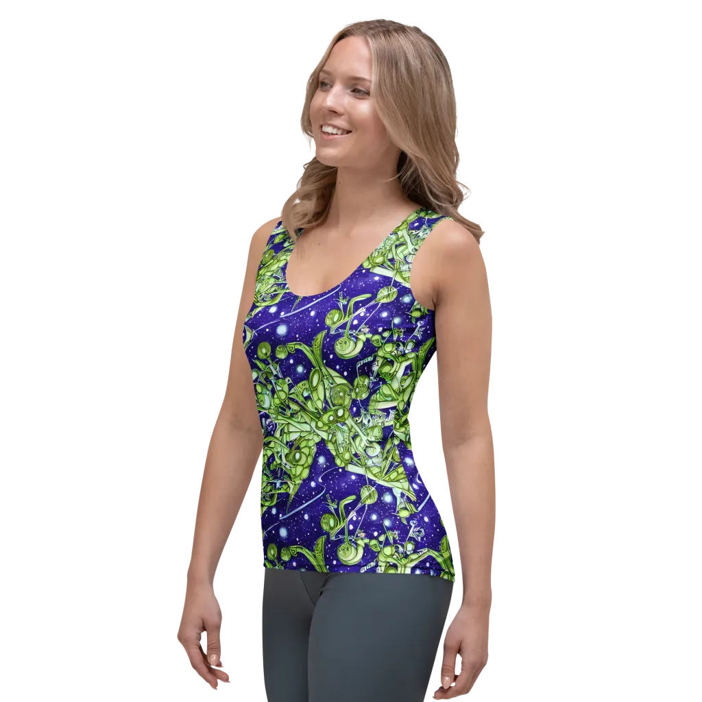 Galactic Greenery on Women's Tank Top — Left Front