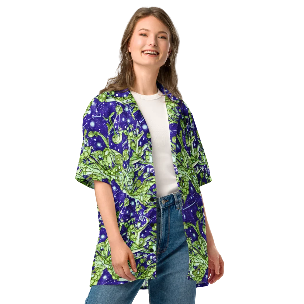 Galactic Greenery on Button Shirt — Front