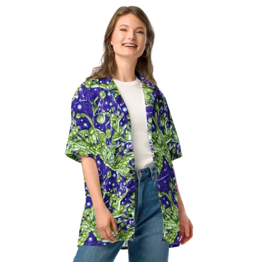 Galactic Greenery on a Button Shirt