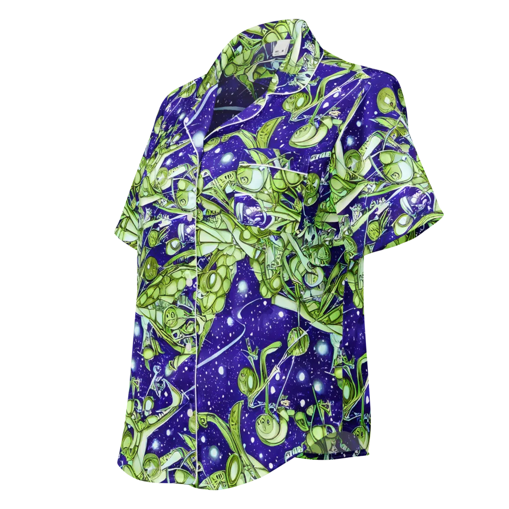 Galactic Greenery on Women's Short Sleeve Pajama Top — Left Front