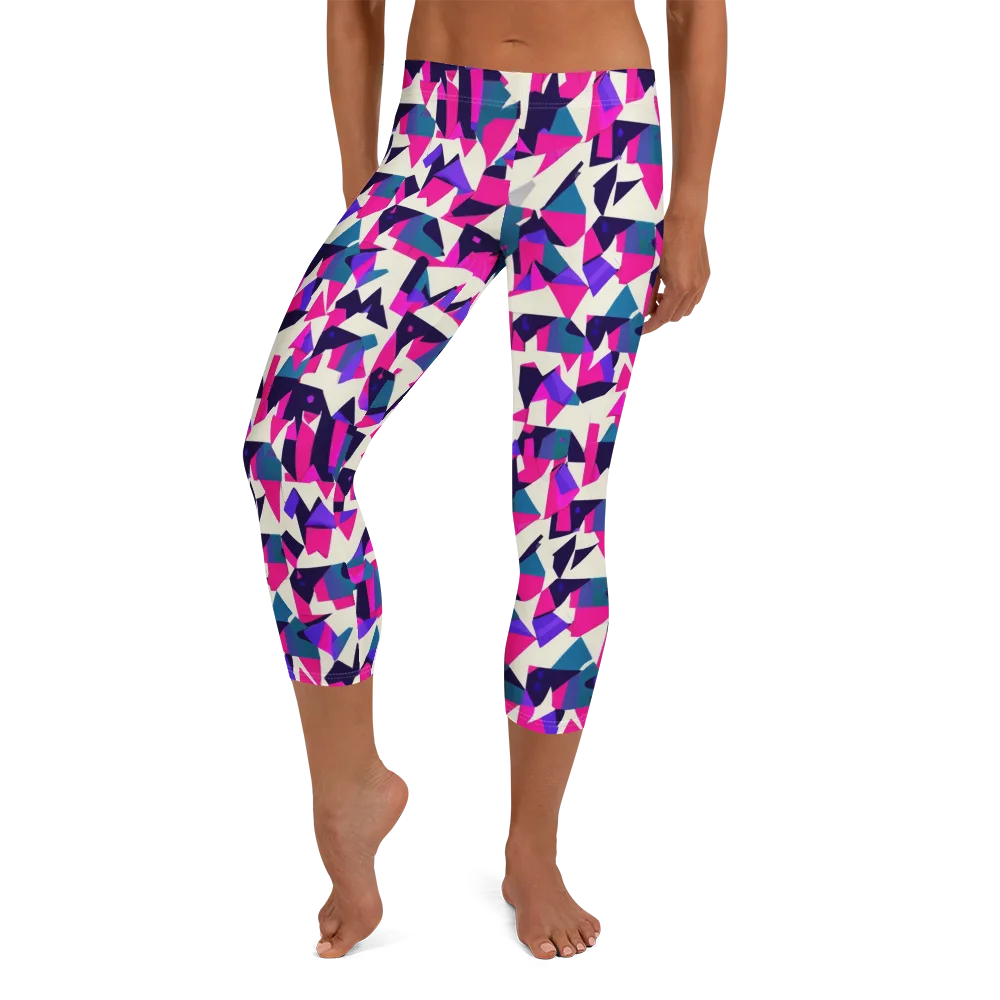 Ultraviolet Confetti on Capri Leggings — Front