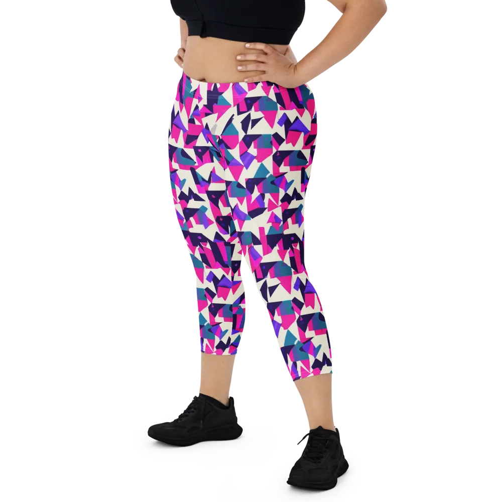 Ultraviolet Confetti on Capri Leggings — Front
