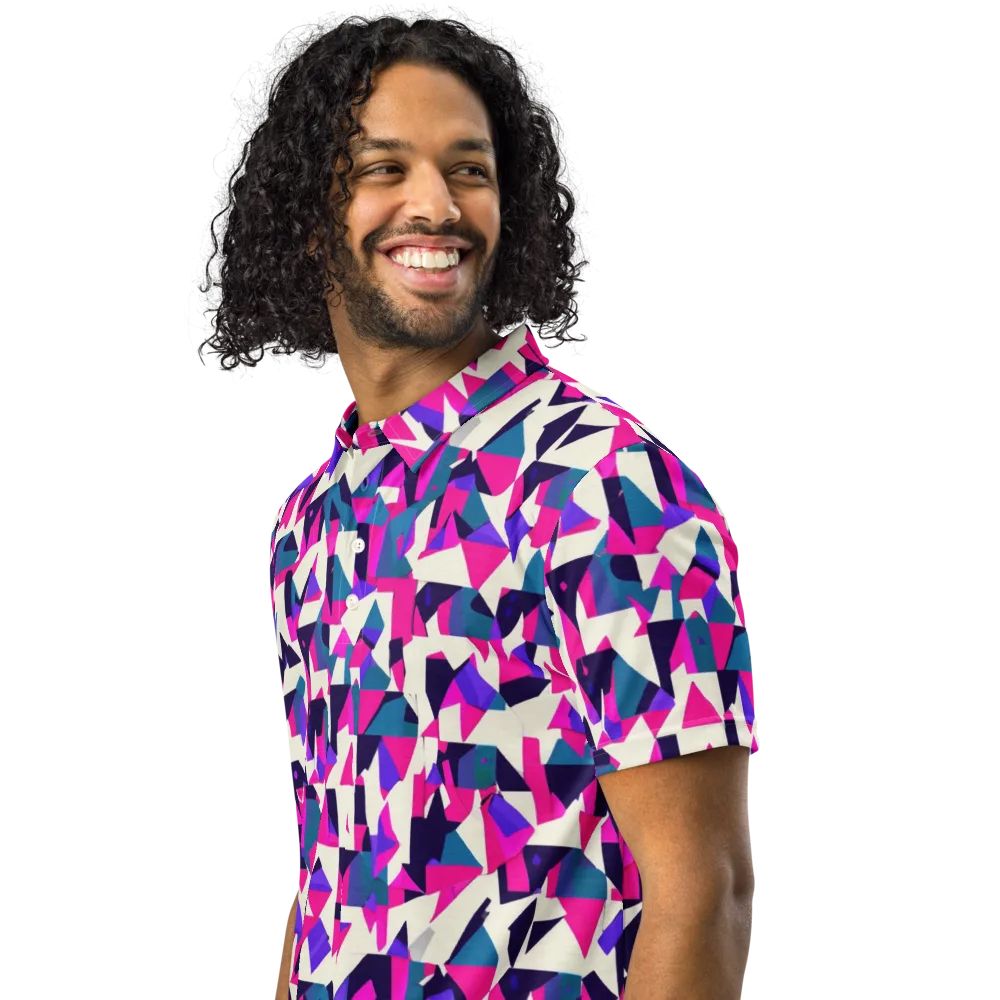 Ultraviolet Confetti on Men's Slim Fit Polo Shirt — Left Front