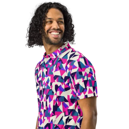Ultraviolet Confetti on a Men's Slim Fit Polo Shirt