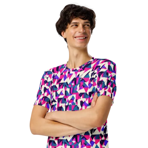 Ultraviolet Confetti on a Men's Crew Neck T-Shirt