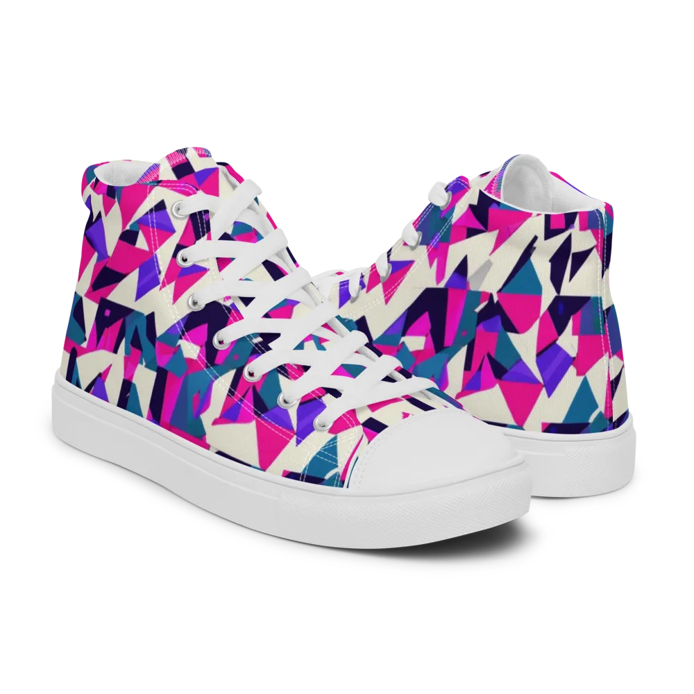 Ultraviolet Confetti on Men's High Top Canvas Shoes — Right
