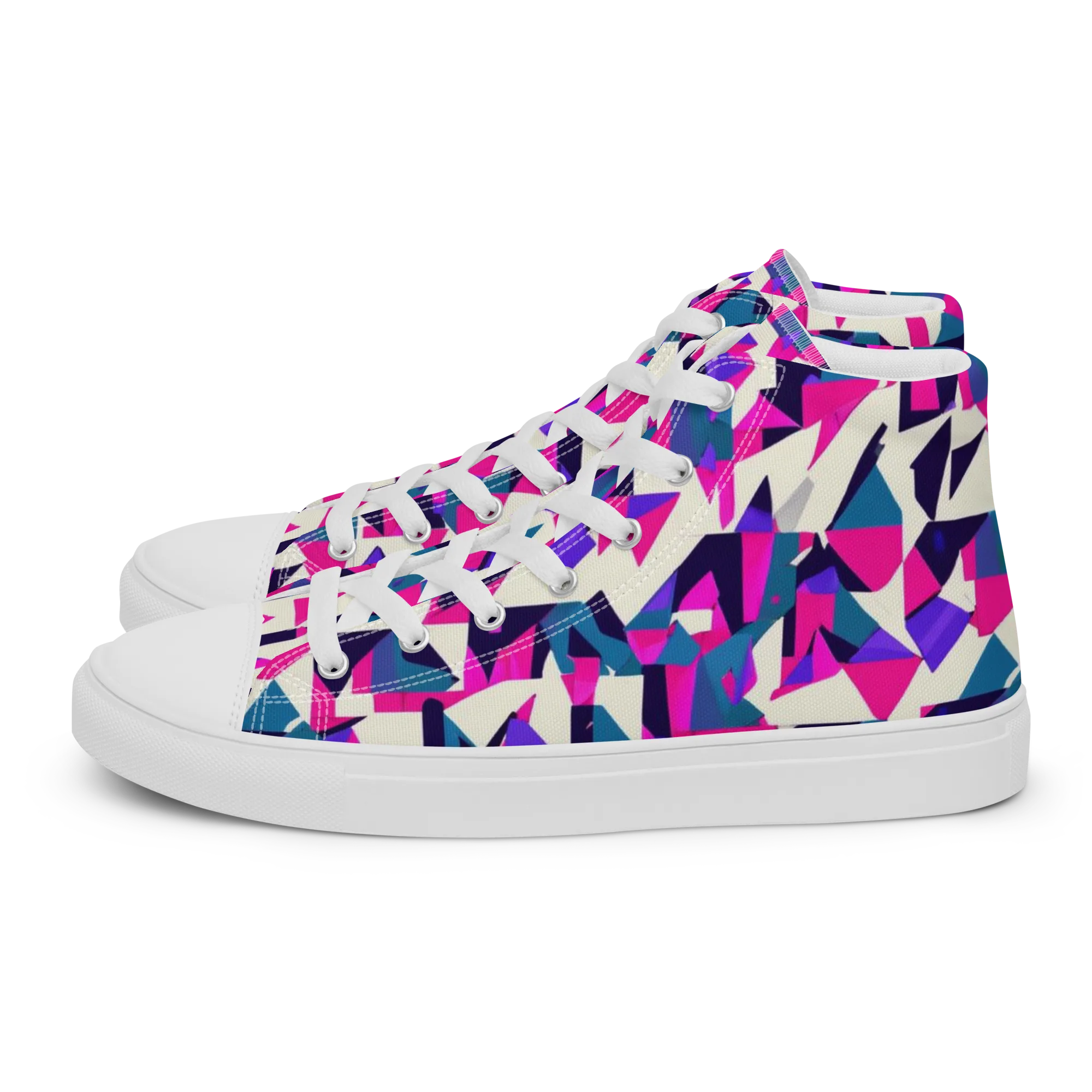 Ultraviolet Confetti on Women's High Top Canvas Shoes — Left