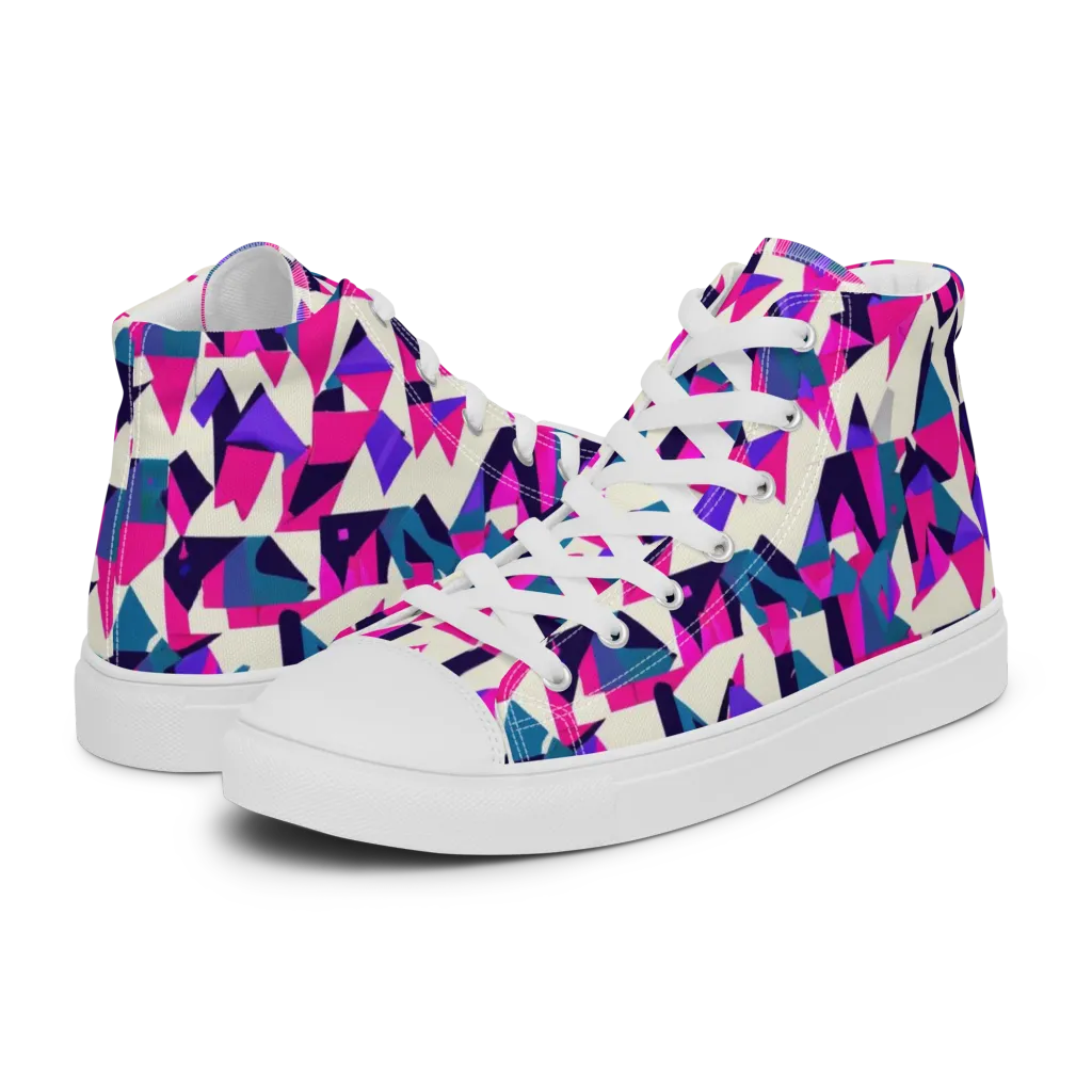 Ultraviolet Confetti on Women's High Top Canvas Shoes — Left
