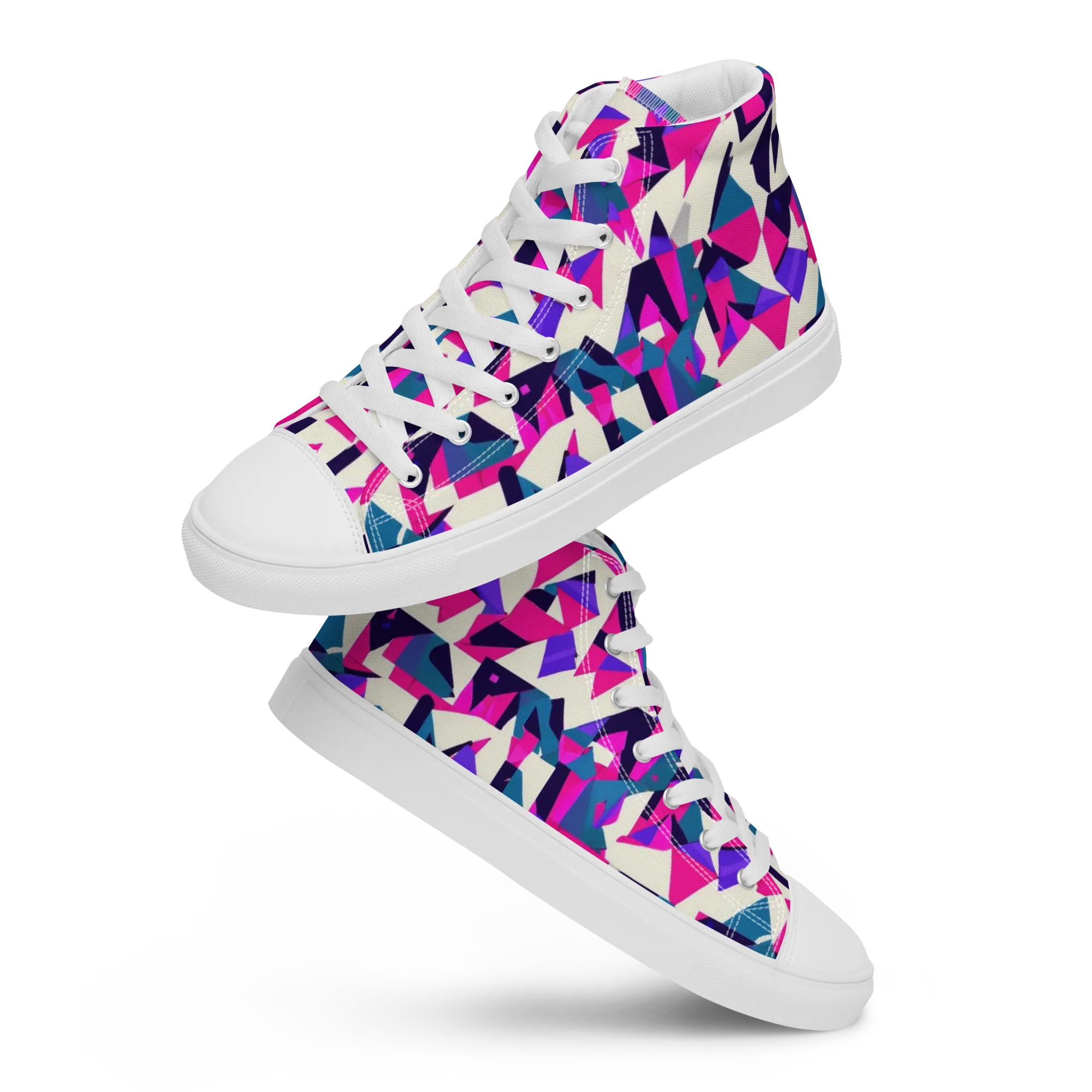 Ultraviolet Confetti on Women's High Top Canvas Shoes — Front