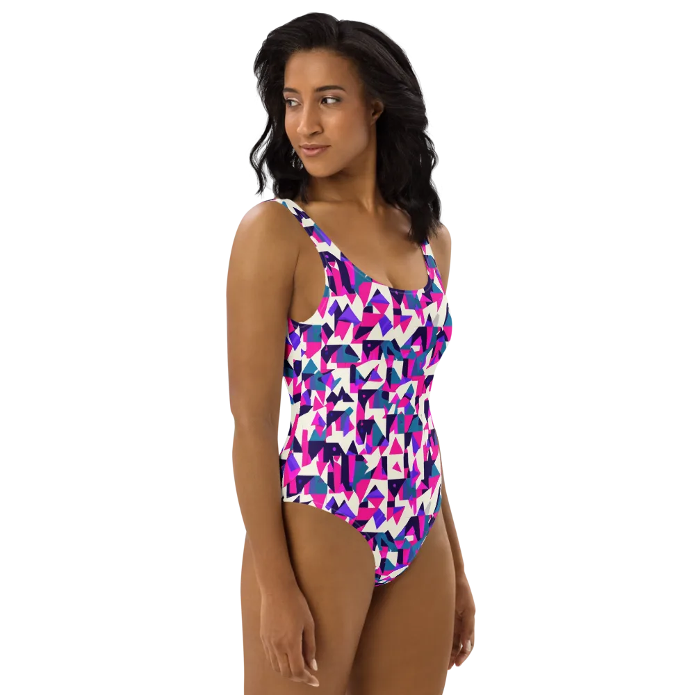 Ultraviolet Confetti on One-Piece Swimsuit — Right