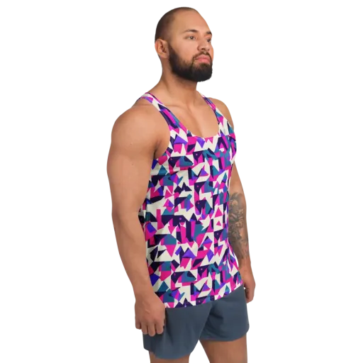 Ultraviolet Confetti on a Men's Tank Top