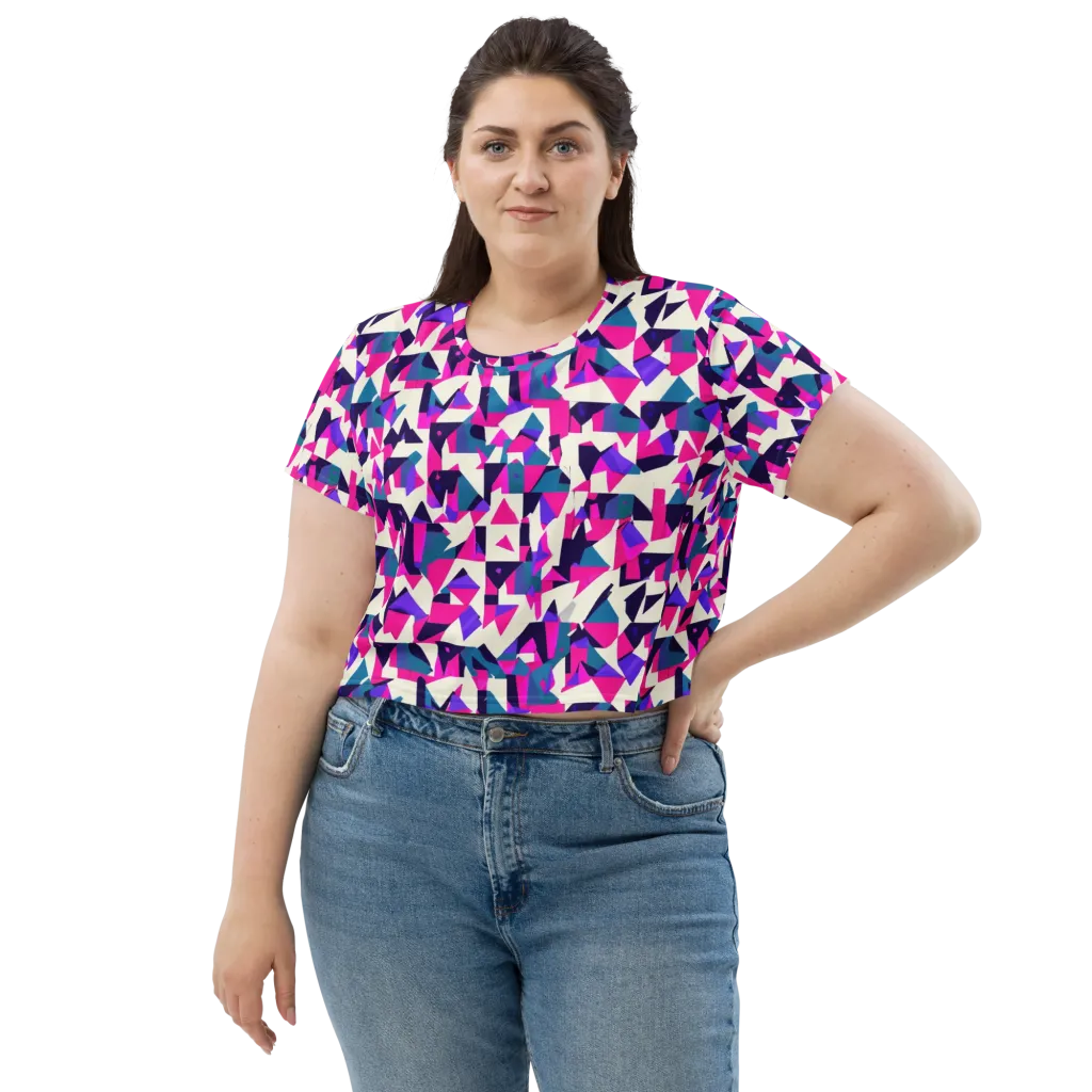 Ultraviolet Confetti on Crop Tee — Front