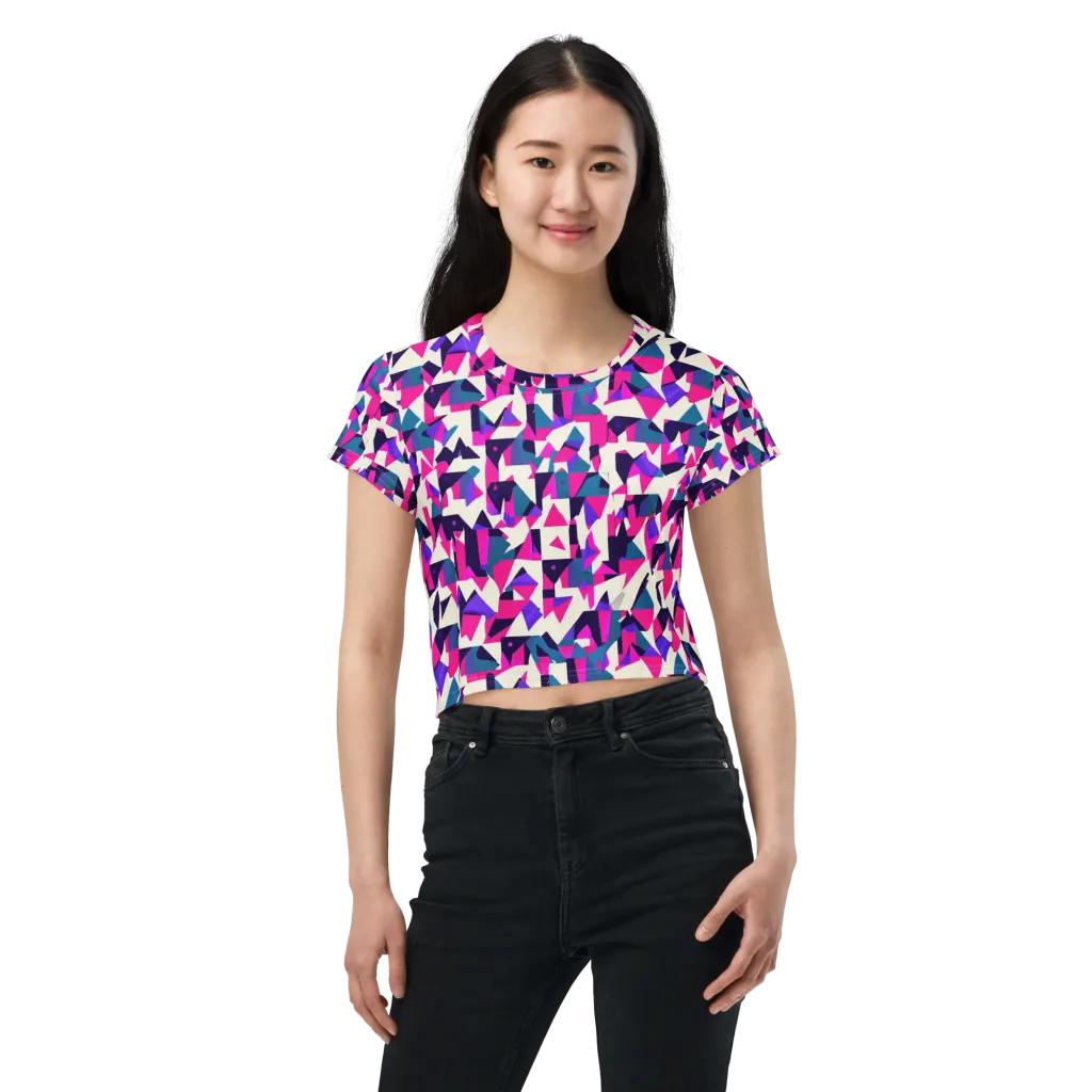 Ultraviolet Confetti on Crop Tee — Front