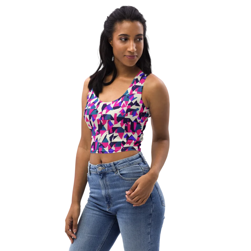 Ultraviolet Confetti on Crop Top — Left Front