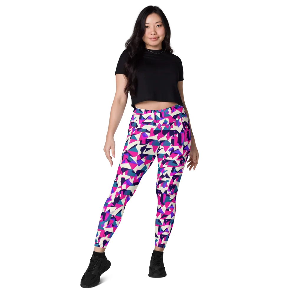 Ultraviolet Confetti on Leggings with Pockets — Front