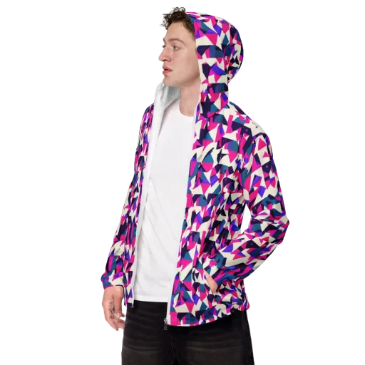 Ultraviolet Confetti on a Men's Windbreaker