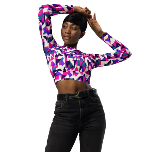 Ultraviolet Confetti on a Long Sleeve Crop Top