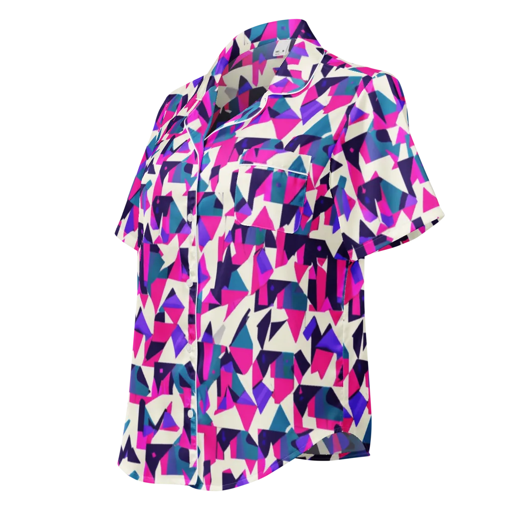 Ultraviolet Confetti on Women's Short Sleeve Pajama Top — Left Front