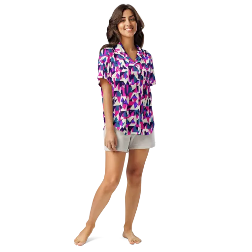 Ultraviolet Confetti on a Women's Short Sleeve Pajama Top