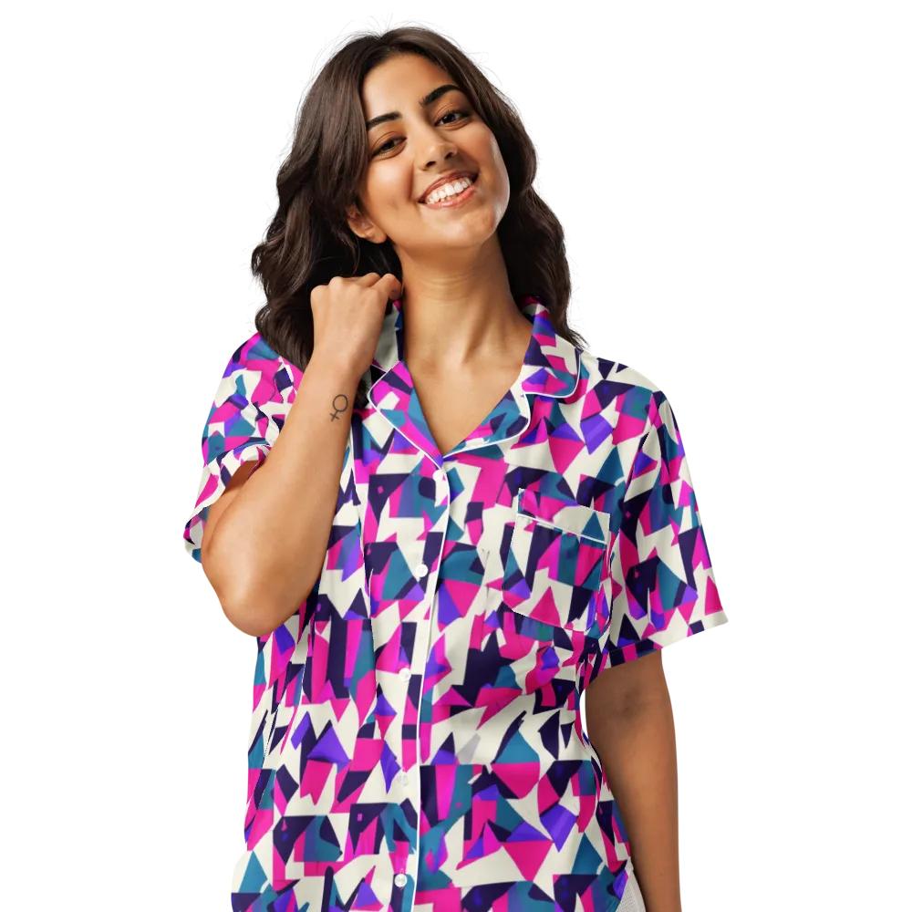 Ultraviolet Confetti on Women's Short Sleeve Pajama Top — Front