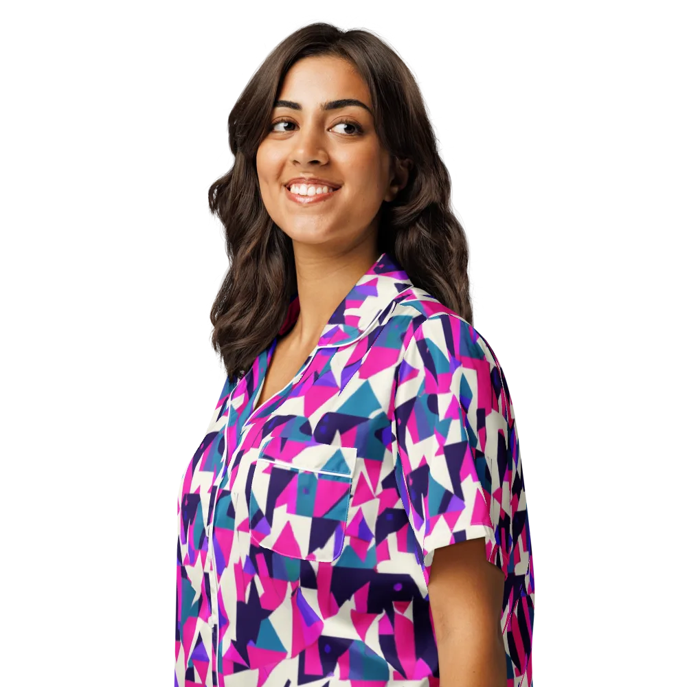 Ultraviolet Confetti on Women's Short Sleeve Pajama Top — Left Front