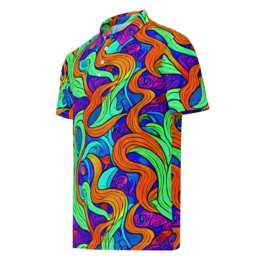 Limefire Waves on a Men's Slim Fit Polo Shirt