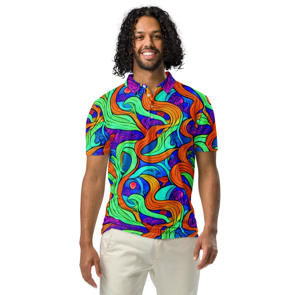 Limefire Waves on Men's Slim Fit Polo Shirt — Front