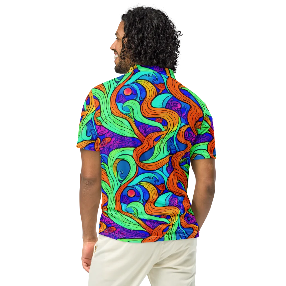 Limefire Waves on Men's Slim Fit Polo Shirt — Back