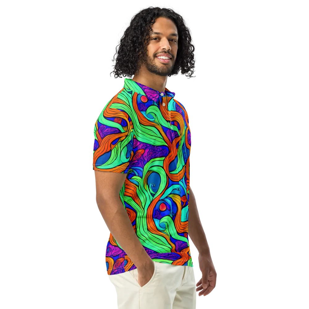 Limefire Waves on Men's Slim Fit Polo Shirt — Right Front