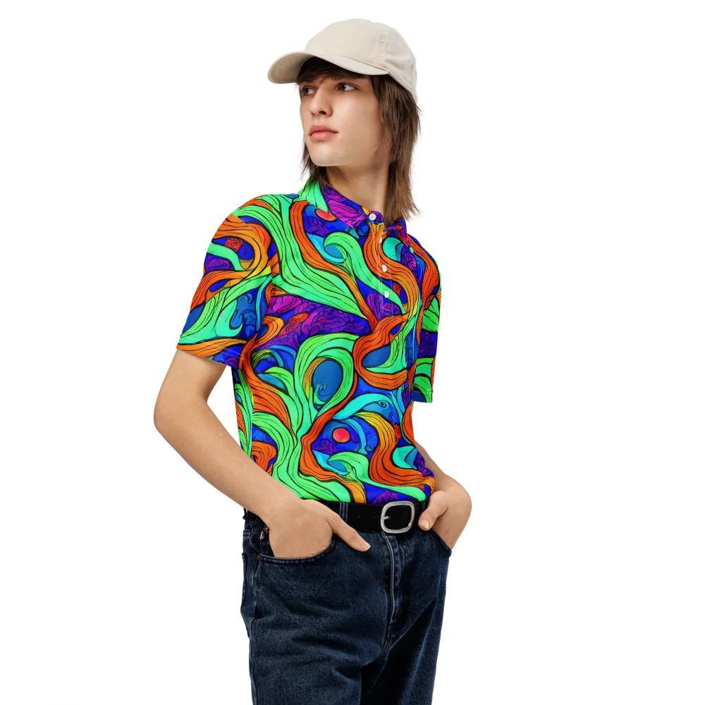 Limefire Waves on Men's Slim Fit Polo Shirt — Right Front