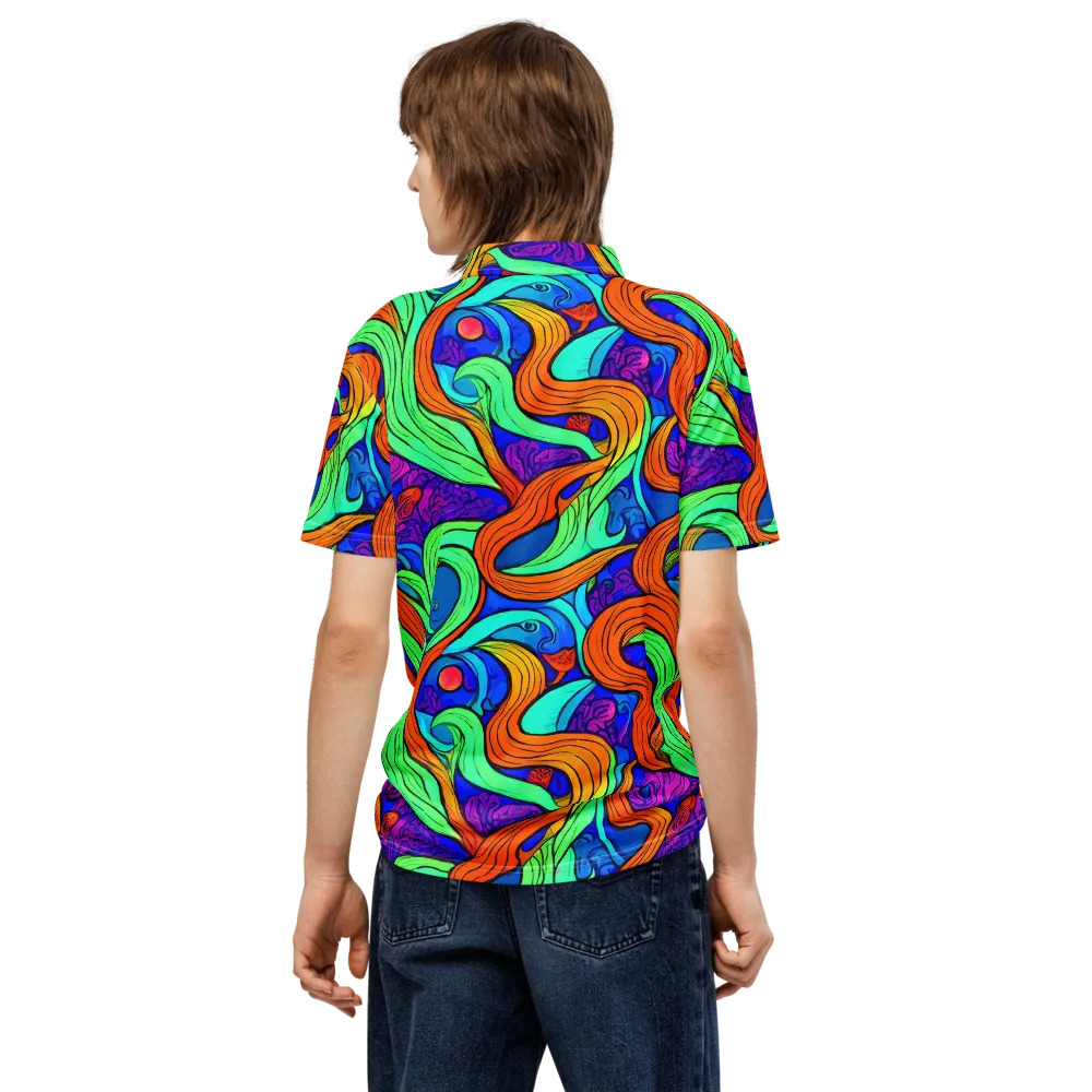 Limefire Waves on Men's Slim Fit Polo Shirt — Back