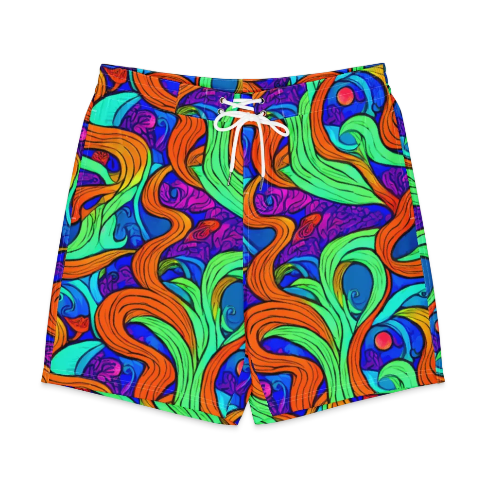 Limefire Waves on Men's Board Shorts — Front