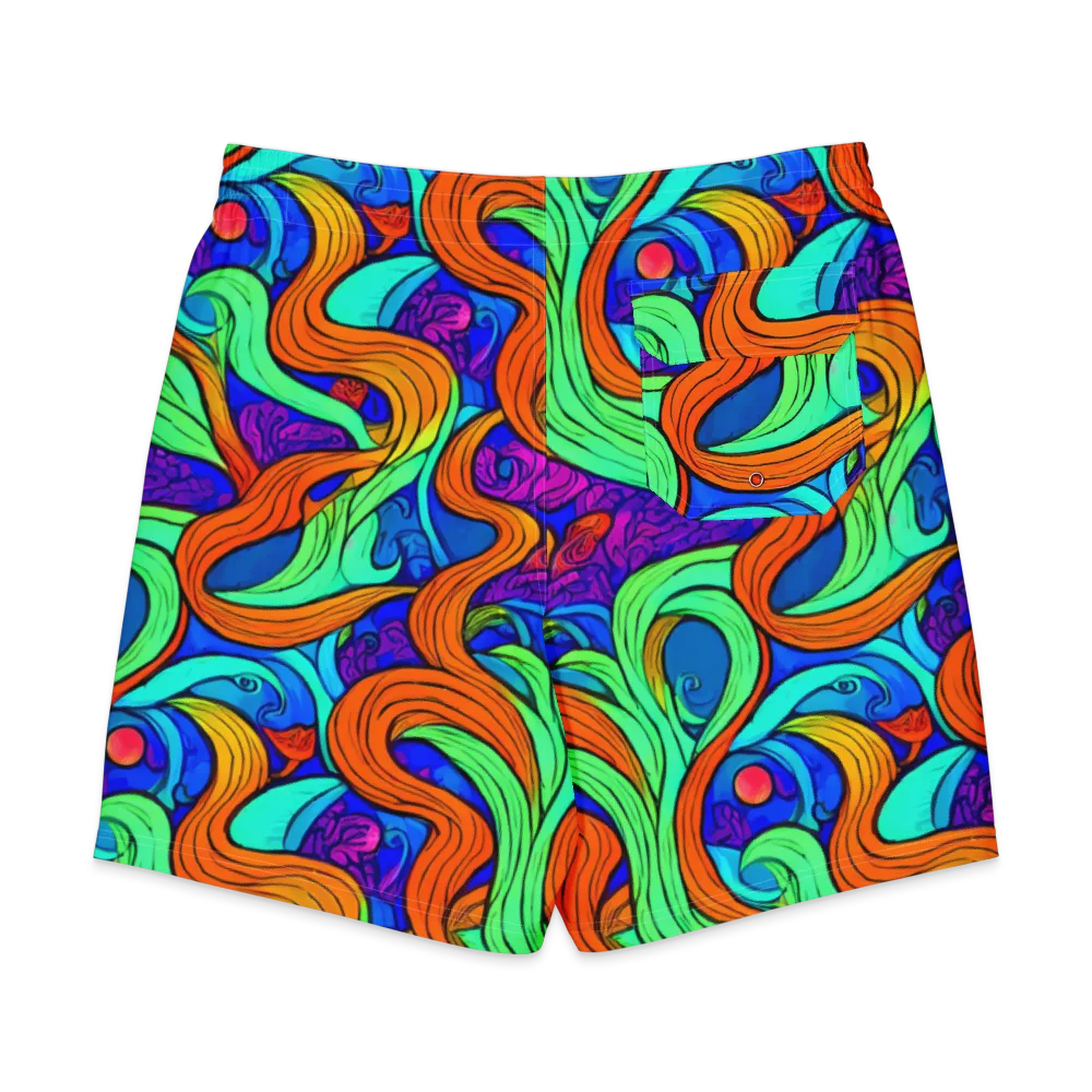 Limefire Waves on Men's Board Shorts — Back