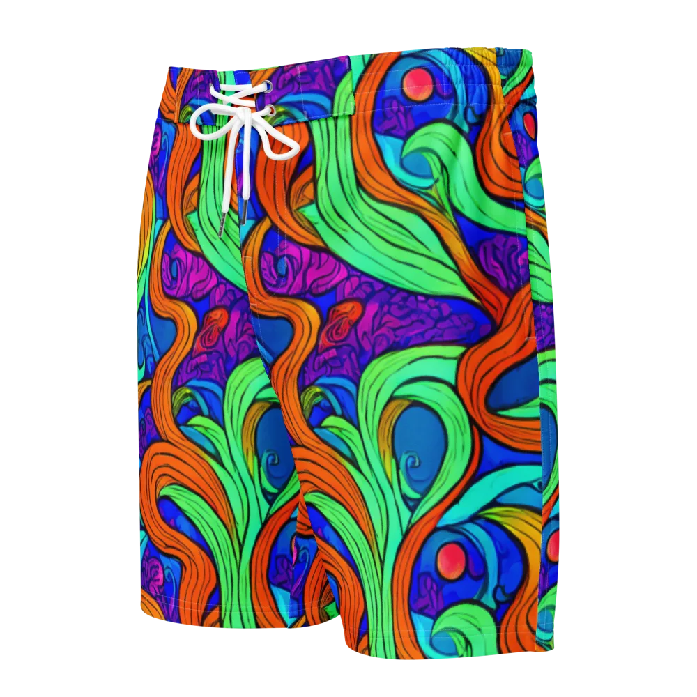 Limefire Waves on Men's Board Shorts — Front