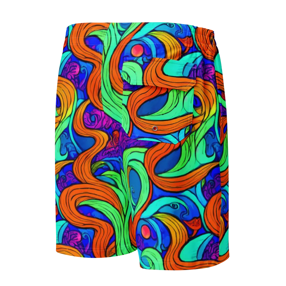 Limefire Waves on Men's Board Shorts — Back