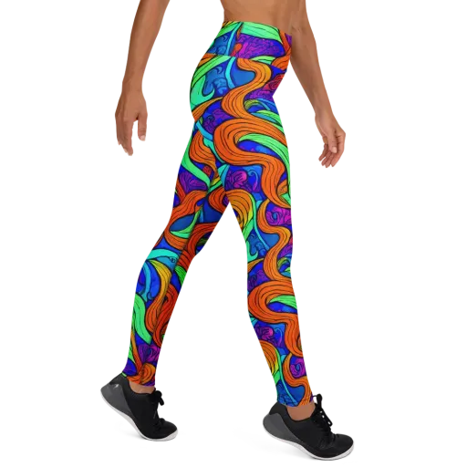 Limefire Waves on a Yoga Leggings