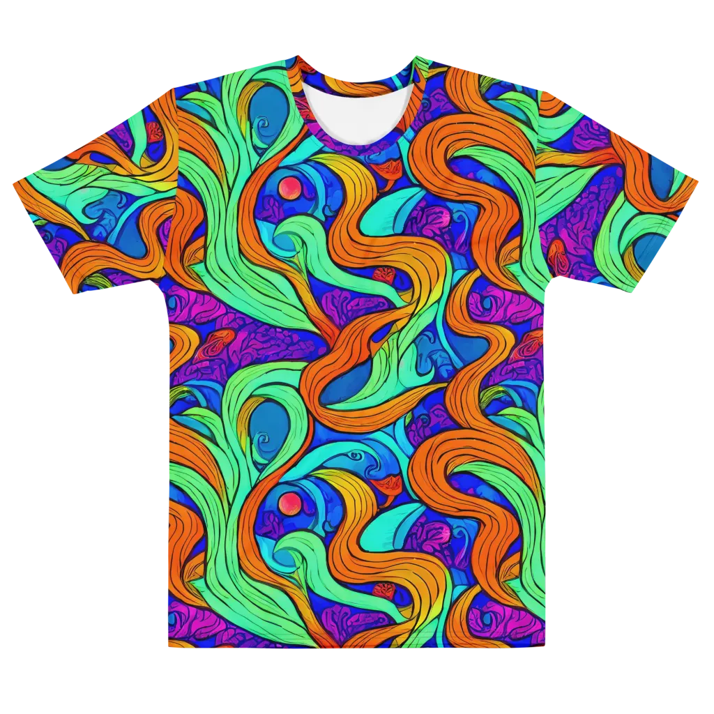 Limefire Waves on Men's Cotton Crew Neck T-Shirt — Front