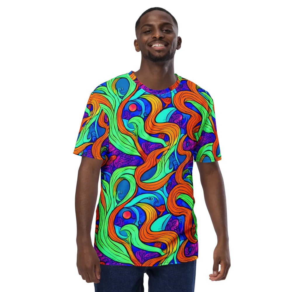 Limefire Waves on Men's Crew Neck T-Shirt — Front