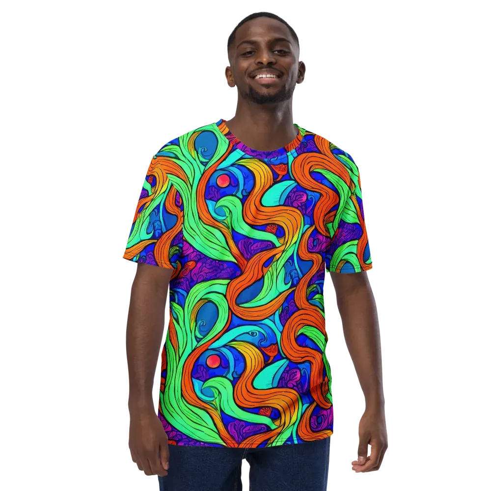 Limefire Waves on Men's Crew Neck T-Shirt — Front