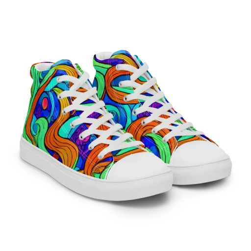 Limefire Waves on a Men's High Top Canvas Shoes