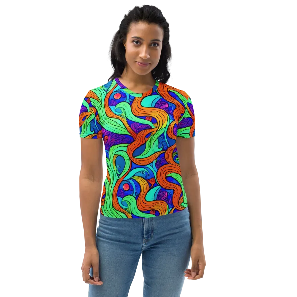 Limefire Waves on Women's Crew Neck T-Shirt — Front