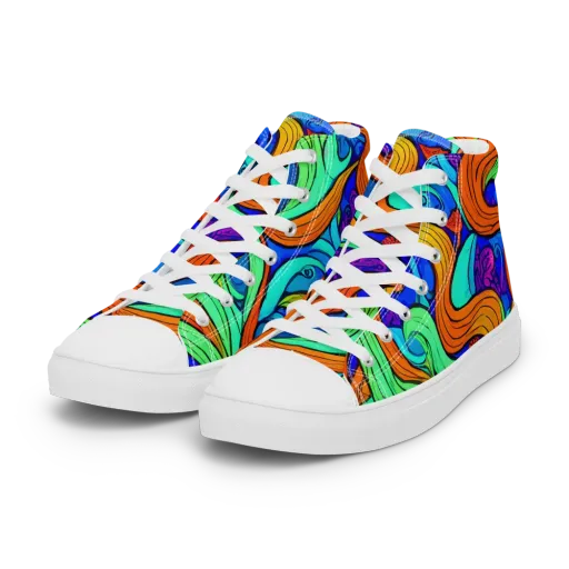 Limefire Waves on a Women's High Top Canvas Shoes