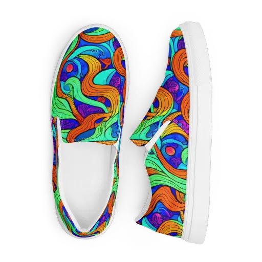 Limefire Waves on a Men's Slip-On Canvas Shoes