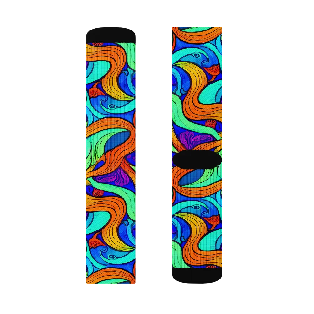 Limefire Waves on Socks — Left Sock